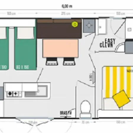 Campingplatz Mobil-home Avec Tv Et Terrasse - 4 Pers. - Api-1-52-2850